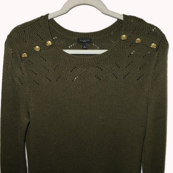 Talbots Olive Green/Brown Sweater-- Size LP - Picture 1 of 8